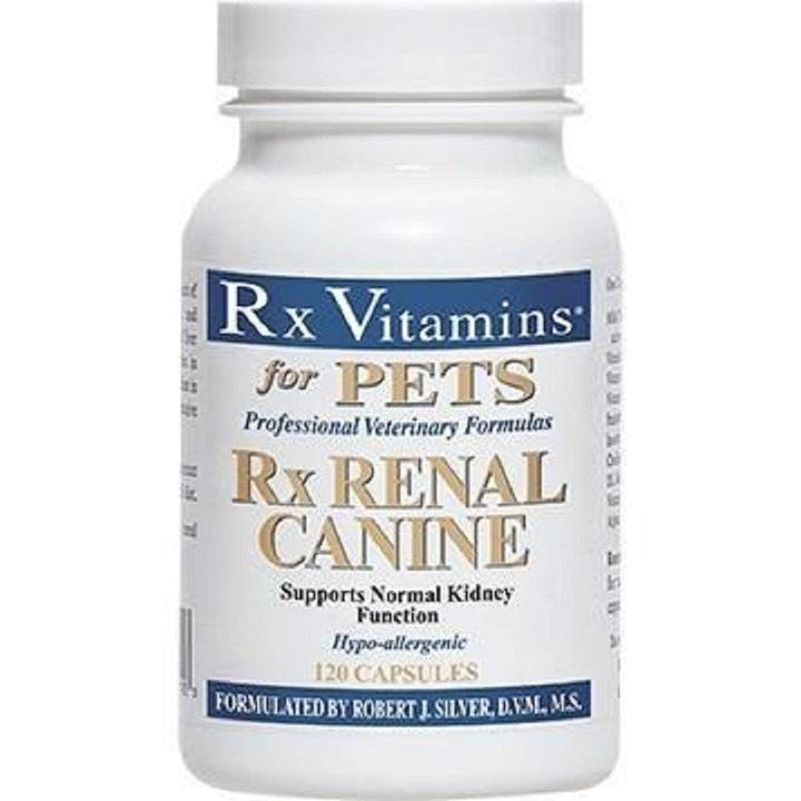 Rx Vitamins For Pets Rx Renal Canine 120 Capsules for Dogs supports normal kidney function in dogs.