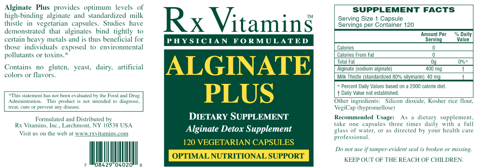 Rx Vitamins Alginate Plus 120 Capsules Digestive Support - POWER FIT SHOP — Powering Preparedness, Health & Home