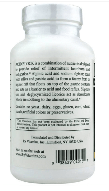 MHP Rx Vitamins for Human Acid Block indigestion support chewable tablets, dietary supplement for digestive health, 60 count