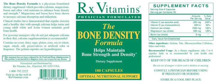 MHP Rx Vitamins for Human Bone Density Formula in 180 capsules, dietary supplement for bone strength and support.