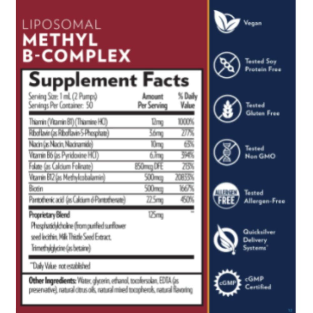 Quicksilver Scientific Liposomal Methyl B-Complex vitamins and supplements in a 3-pack, 1.7 fl oz bottles, by WEBMHP.