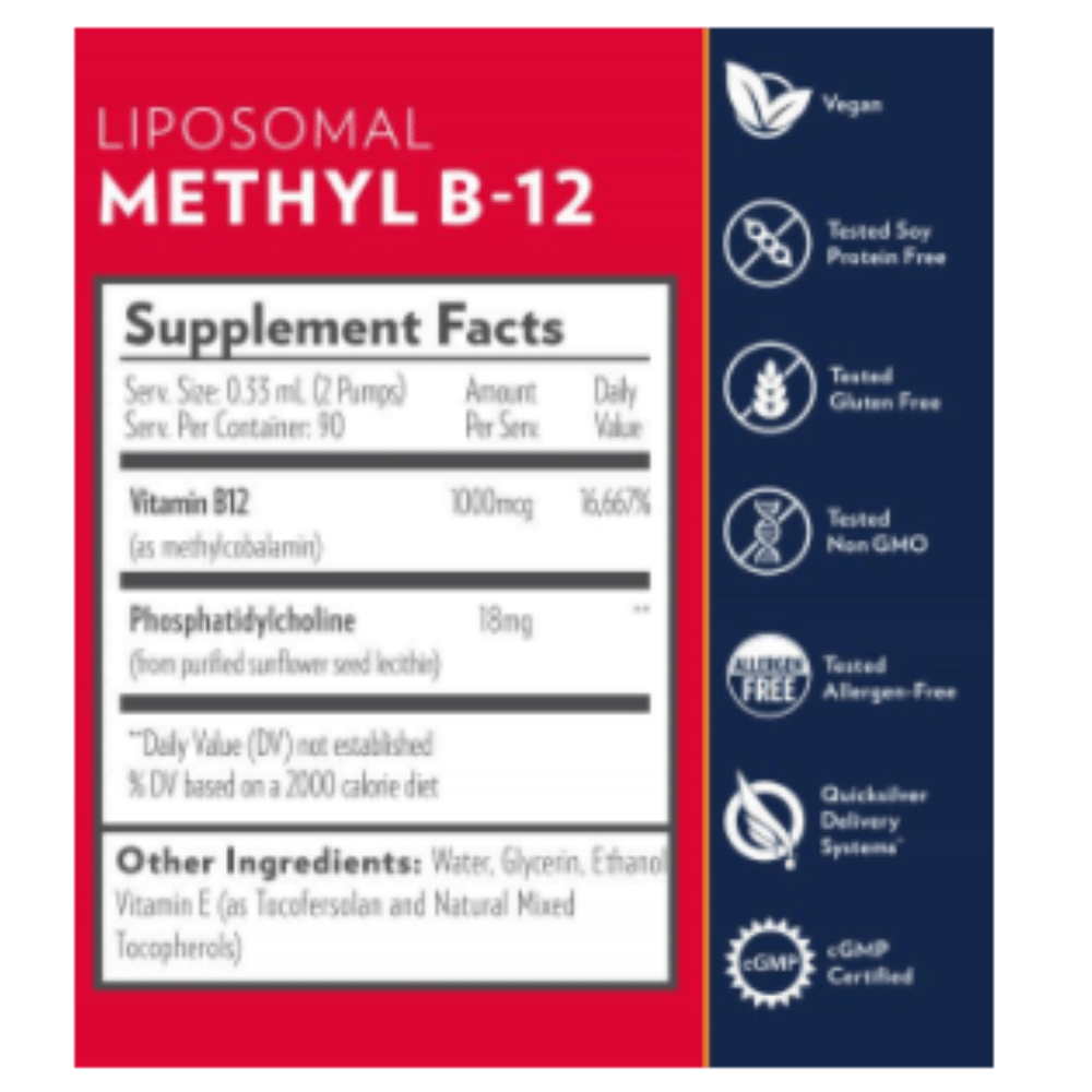 Quicksilver Scientific Methyl B12 liposomal vitamins, 1000 mcg, in a 2-pack of WEBMHP supplements.