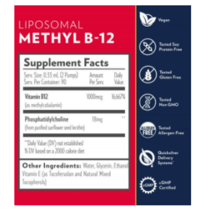 Quicksilver Scientific Methyl B12 Intraoral Liposomal 1000 mcg METHYLB12 2 PACK - POWER FIT SHOP — Powering Preparedness, Health &amp; Home
