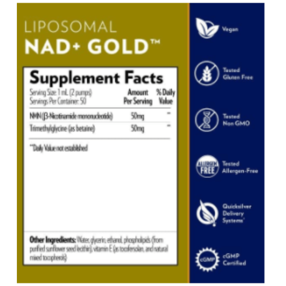 Quicksilver Scientific NAD+ Gold TMG (Cold Ship) 30 ml NADSMALL 3 PACK - POWER FIT SHOP — Powering Preparedness, Health &amp; Home