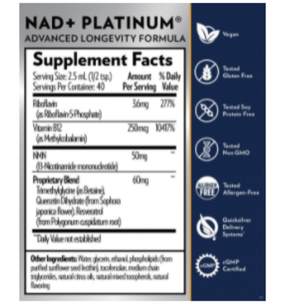 Quicksilver Scientific NAD+PLATNIUM 100 ml NADPLATINUM 2 PACK - POWER FIT SHOP — Powering Preparedness, Health & Home