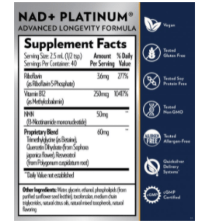 Quicksilver Scientific NAD+PLATNIUM 100 ml NADPLATINUM 2 PACK - POWER FIT SHOP — Powering Preparedness, Health &amp; Home