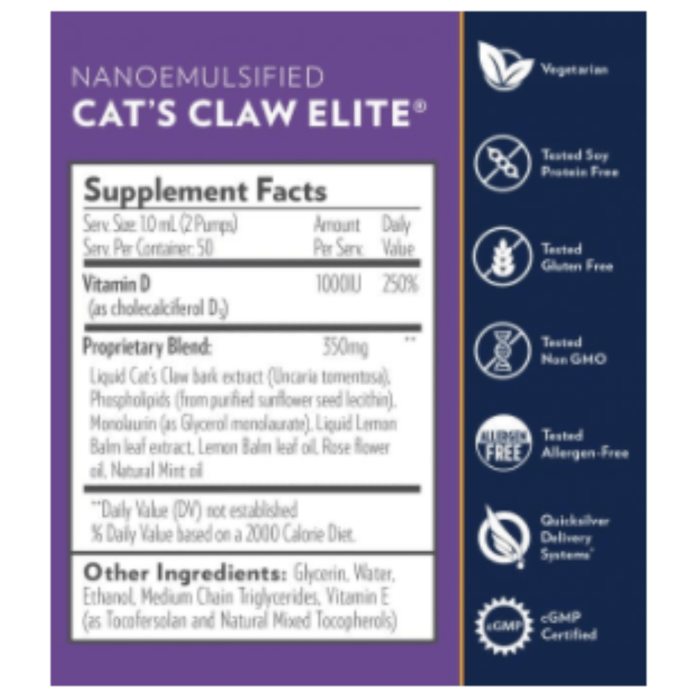 Quicksilver Scientific Nanoemulsified Cat's Claw Elite 50 ML CATSCLAW 2 PACK - POWER FIT SHOP — Powering Preparedness, Health & Home
