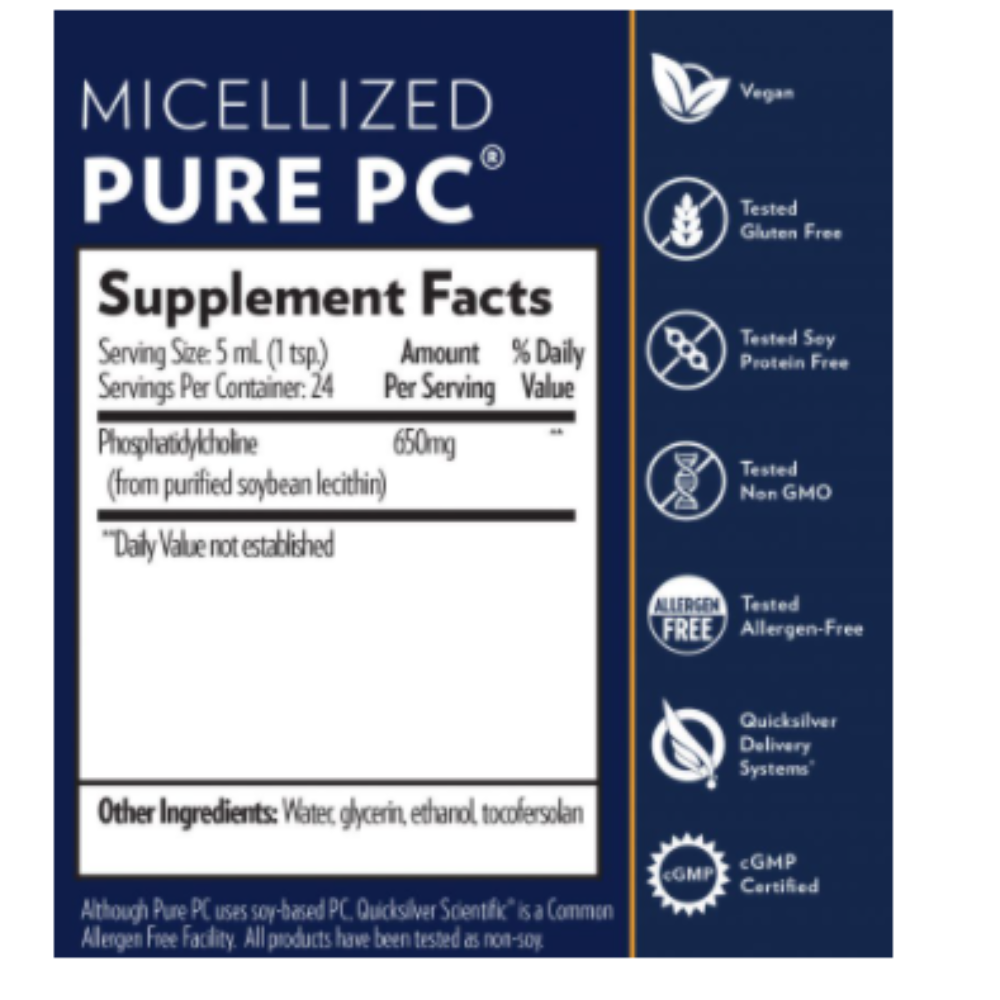 Quicksilver Scientific Pure PC Phosphatidyl Choline 4 oz. supplement bottles in a 3-pack, vitamins and supplements by WEBMHP.