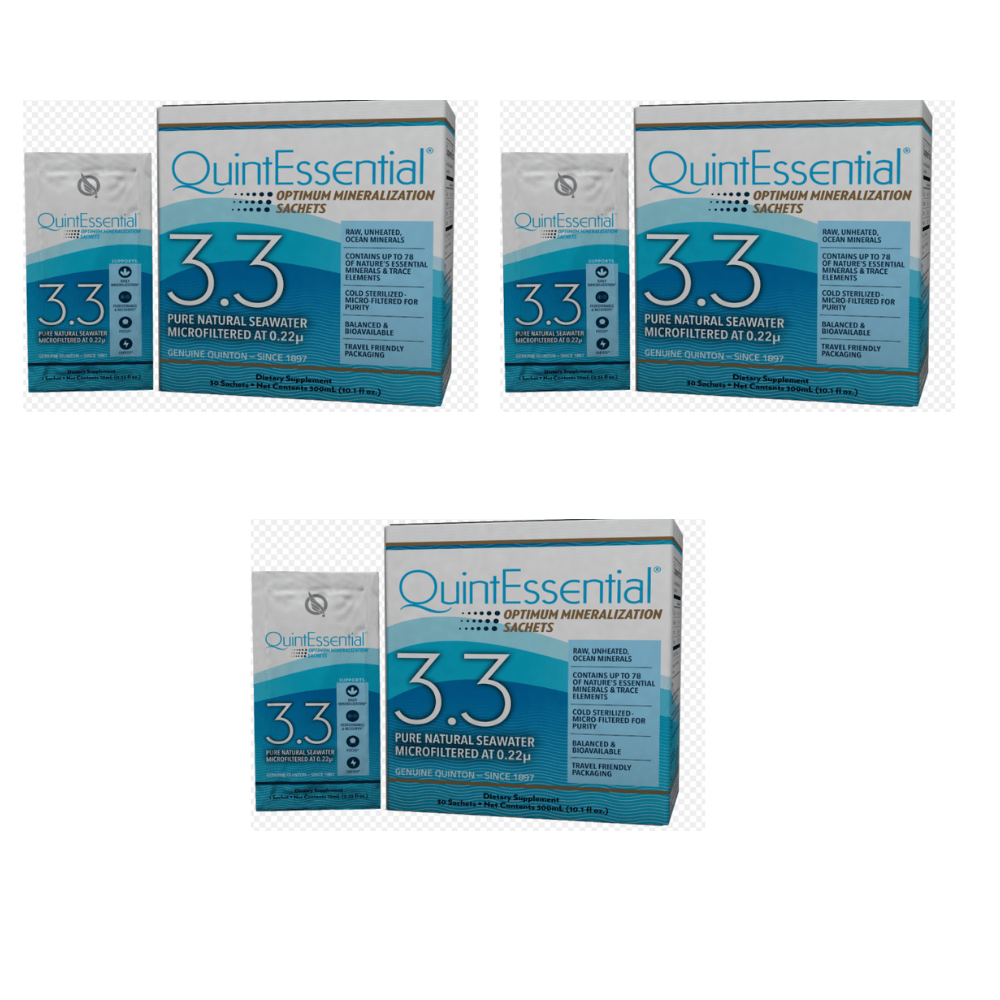 Quicksilver Scientific QuinEssential 3.3 sachets vitamin and supplement pack, WEBMHP brand, 3-pack, natural health product.